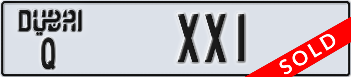 dubai License Plate Number XX1 Code Q