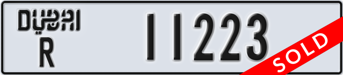 dubai License Plate Number 11223 Code R