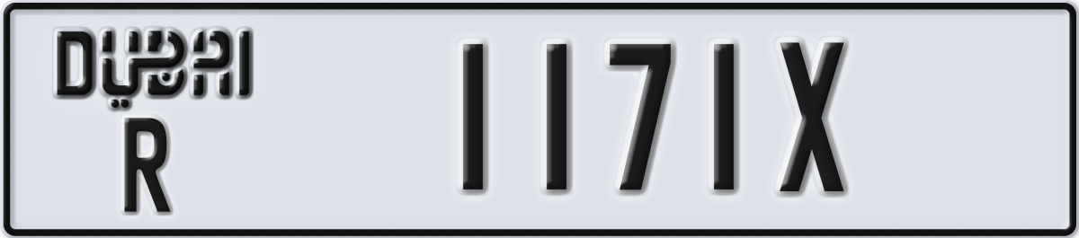 dubai License Plate Number 1171X Code R