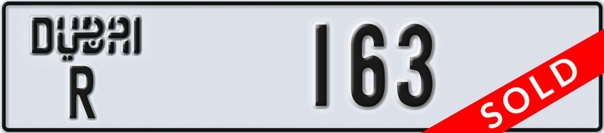 dubai License Plate Number 163 Code R