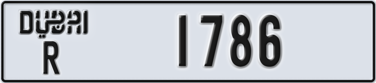 dubai License Plate Number 1786 Code R