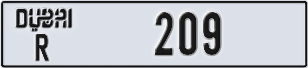dubai License Plate Number 209 Code R