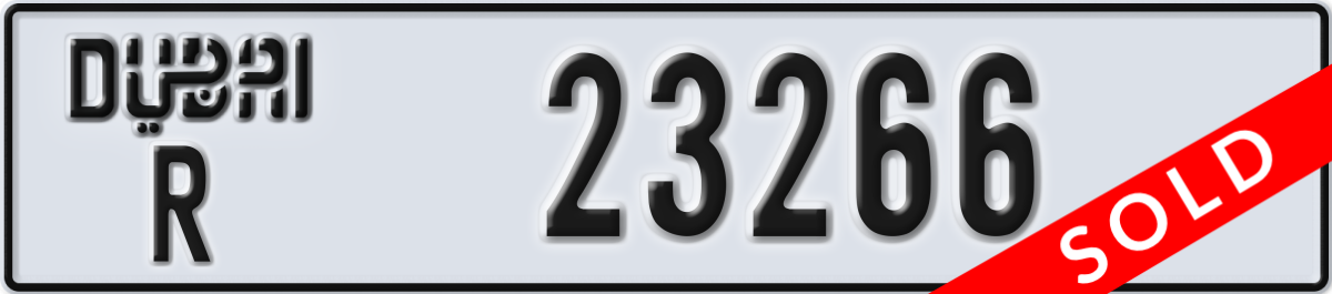 dubai License Plate Number 23266 Code R