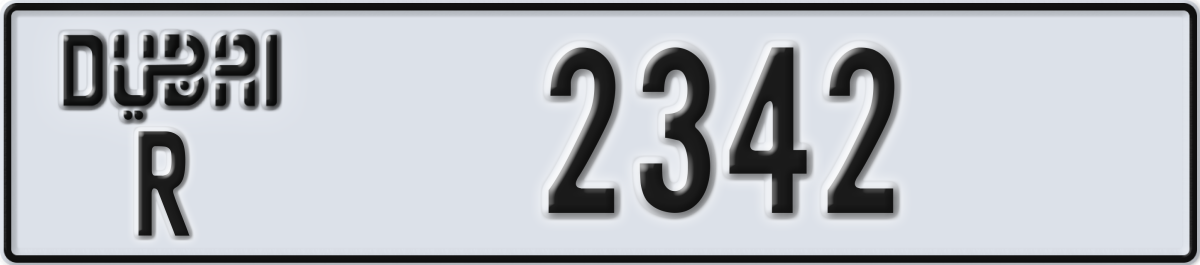 dubai License Plate Number 2342 Code R