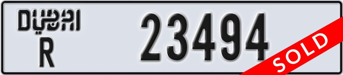 dubai License Plate Number 23494 Code R