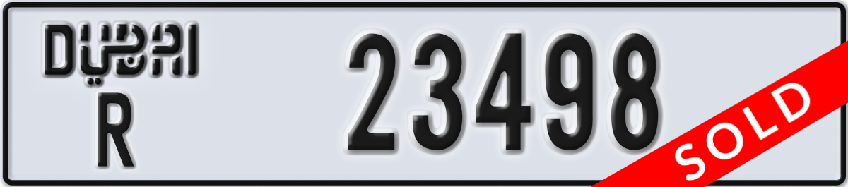 dubai License Plate Number 23498 Code R