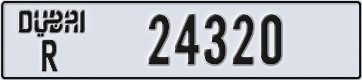 dubai License Plate Number 24320 Code R