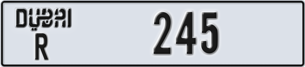 dubai License Plate Number 245 Code R