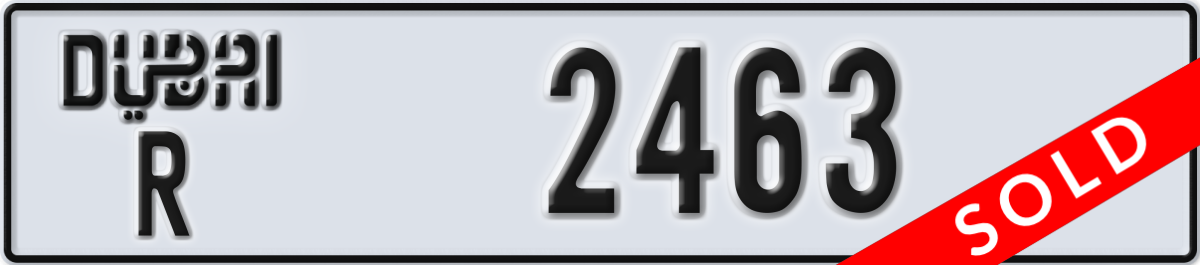 dubai License Plate Number 2463 Code R
