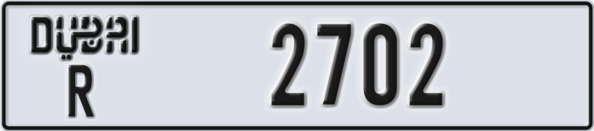 dubai License Plate Number 2702 Code R