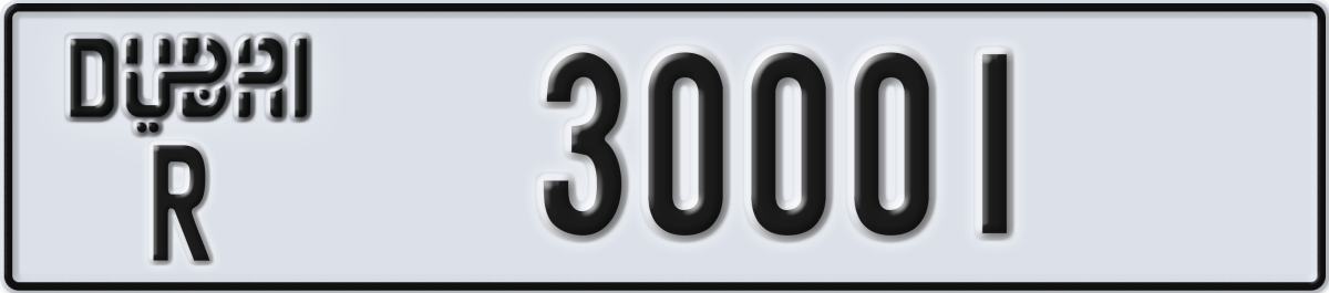 dubai License Plate Number 30001 Code R
