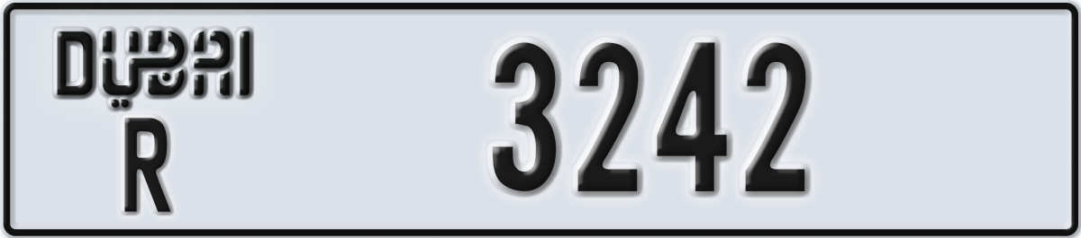 dubai License Plate Number 3242 Code R