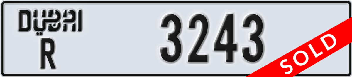 dubai License Plate Number 3243 Code R