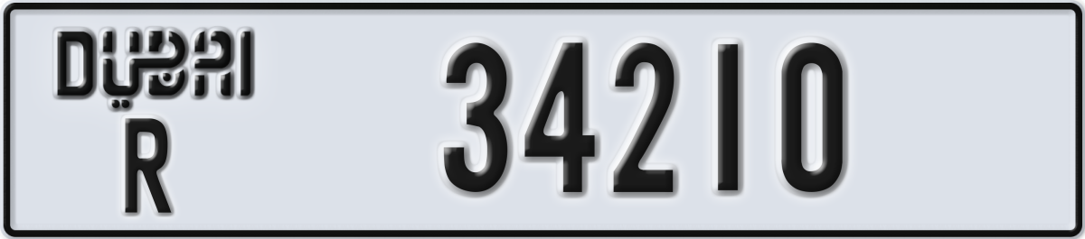 dubai License Plate Number 34210 Code R