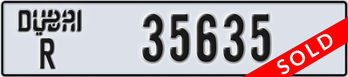 dubai License Plate Number 35635 Code R