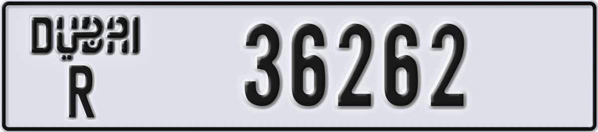 dubai License Plate Number 36262 Code R