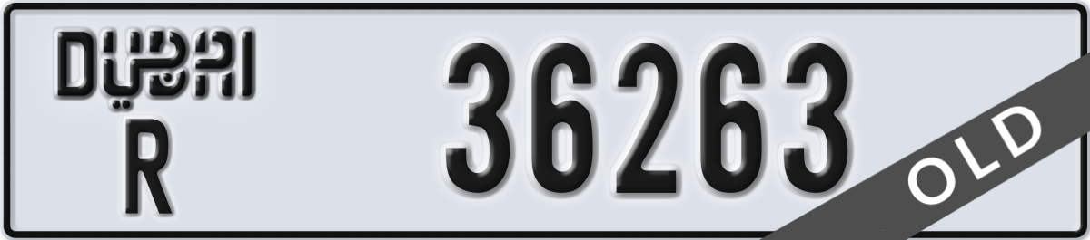 dubai License Plate Number 36263 Code R