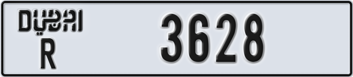 dubai License Plate Number 3628 Code R