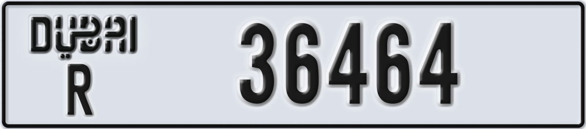dubai License Plate Number 36464 Code R