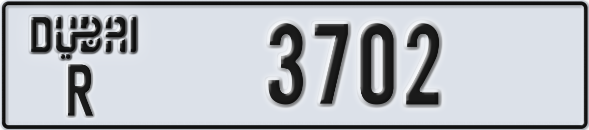dubai License Plate Number 3702 Code R