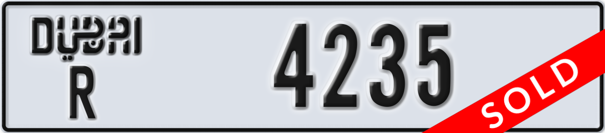 dubai License Plate Number 4235 Code R