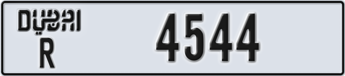 dubai License Plate Number 4544 Code R