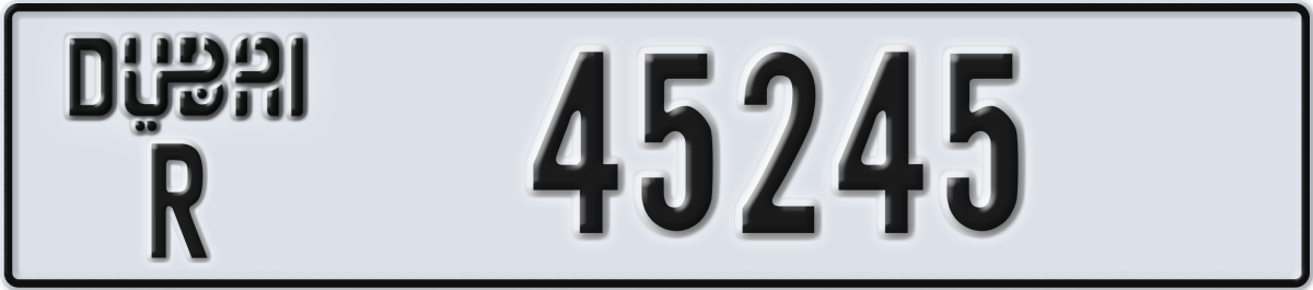 dubai License Plate Number 45245 Code R