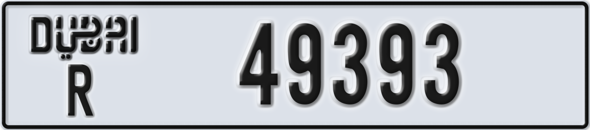 dubai License Plate Number 49393 Code R