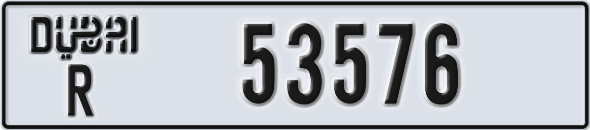 dubai License Plate Number 53655 Code R
