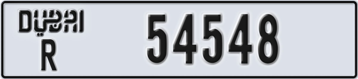 dubai License Plate Number 54548 Code R