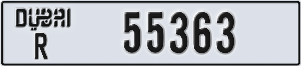 dubai License Plate Number 55363 Code R