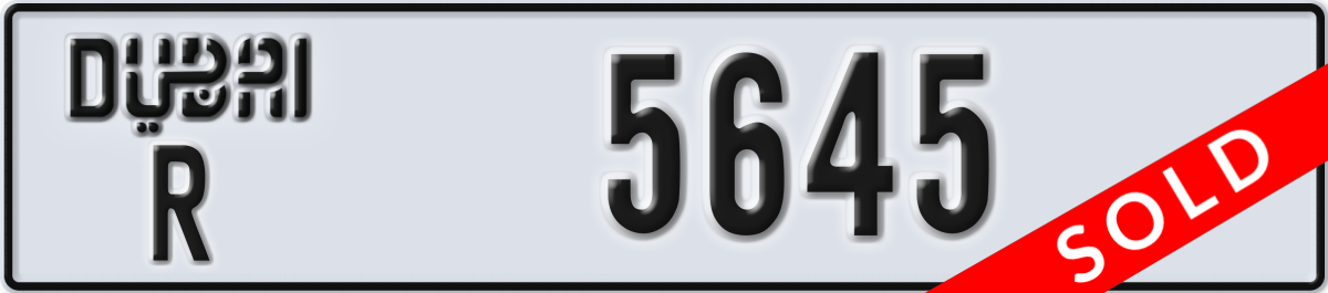 dubai License Plate Number 5645 Code R