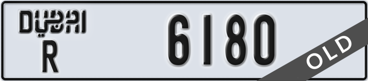 dubai License Plate Number 6180 Code R