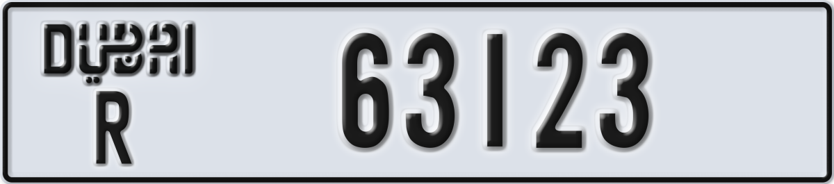 dubai License Plate Number 63123 Code R