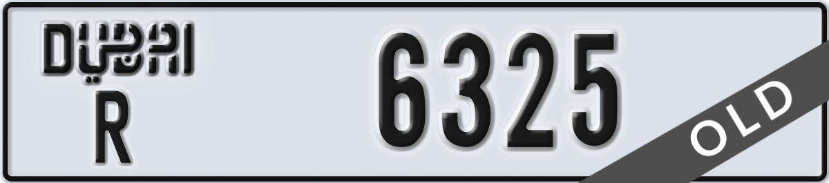 dubai License Plate Number 6325 Code R