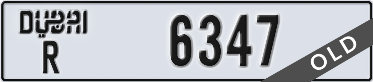 dubai License Plate Number 6347 Code R