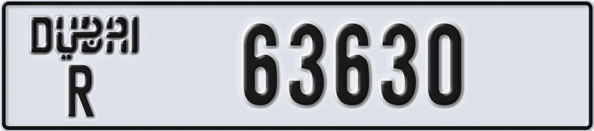 dubai License Plate Number 63630 Code R