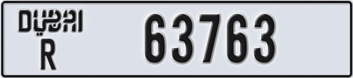 dubai License Plate Number 63763 Code R