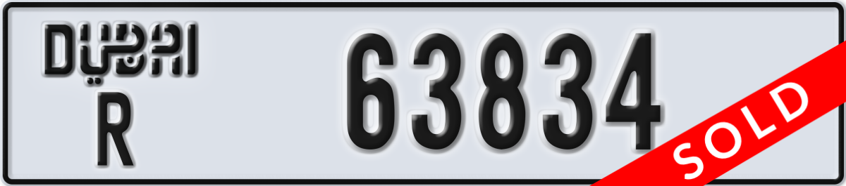 dubai License Plate Number 63834 Code R