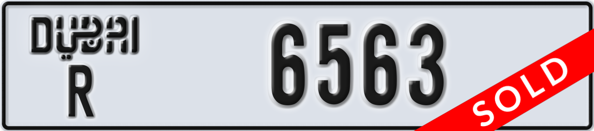 dubai License Plate Number 6563 Code R