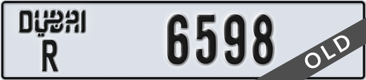 dubai License Plate Number 6598 Code R