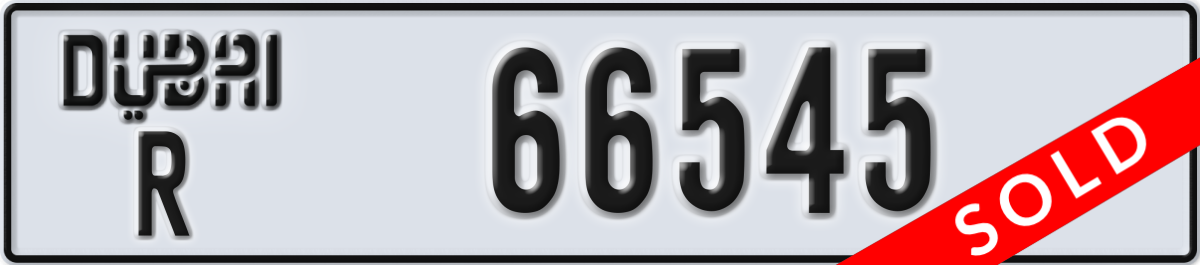 dubai License Plate Number 66545 Code R