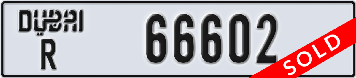 dubai License Plate Number 66602 Code R