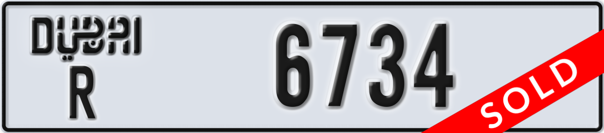 dubai License Plate Number 6734 Code R