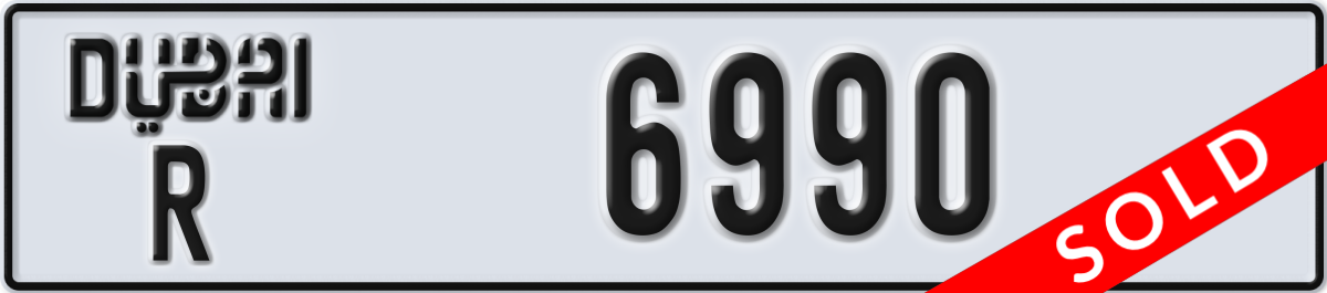 dubai License Plate Number 6990 Code R