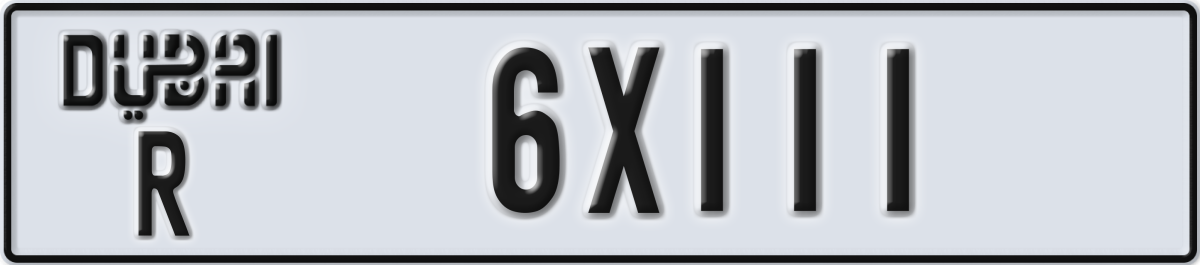 dubai License Plate Number 6X111 Code R