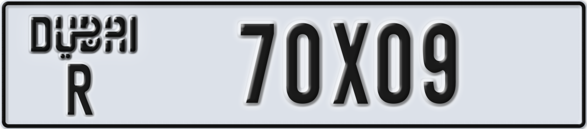 dubai License Plate Number 70X09 Code R