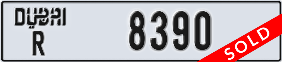 dubai License Plate Number 8390 Code R