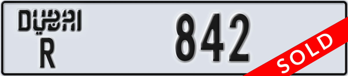 dubai License Plate Number 842 Code R