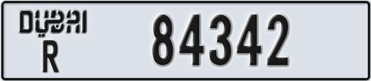 dubai License Plate Number 84342 Code R